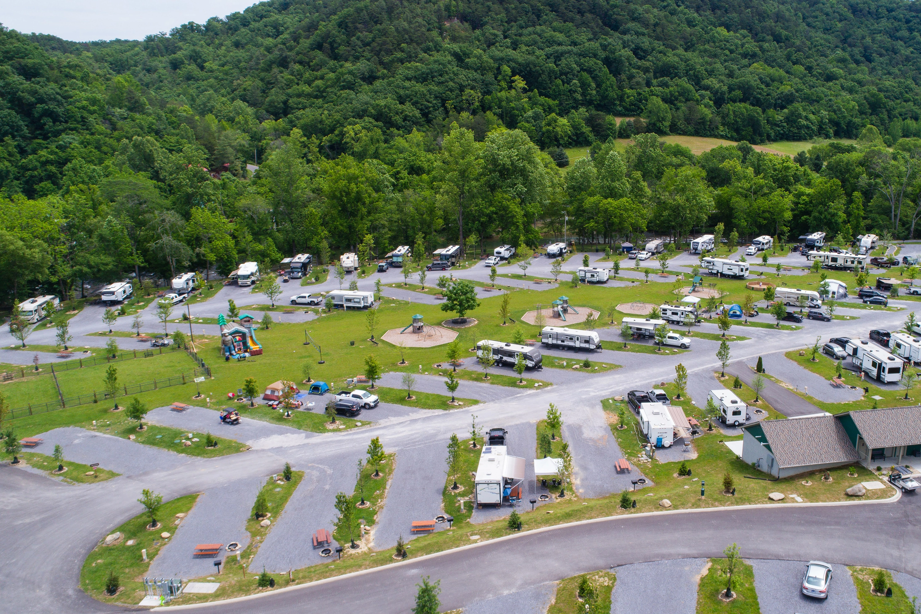 Aerial view of campground