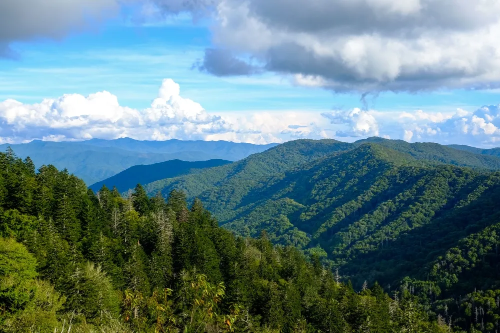 Smoky Mountains partly cloudy day
